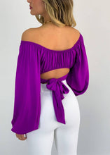 Load image into Gallery viewer, Crop Top Balloon Sleeve Straight-Neck Shirt: White / L