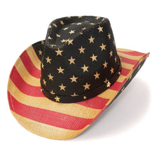 Load image into Gallery viewer, Red, Brown &amp; Blue Americana Straw Western Hat: L/XL
