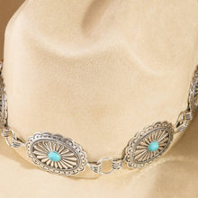 Load image into Gallery viewer, Turquoise Stud Concho Belt Western Cowboy Hat: KA