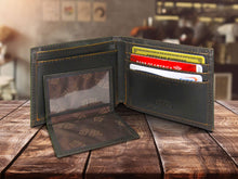 Load image into Gallery viewer, American Flag Burnished Leather Bifold Wallet