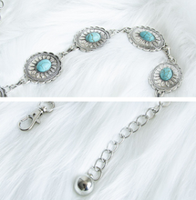 Load image into Gallery viewer, Vintage Turquoise Bohemian Metal Waist Chain: Flowers / M