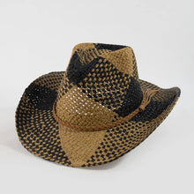 Load image into Gallery viewer, Two Tone Straw Braided Patches Cowboy Hat: IV