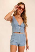 Load image into Gallery viewer, Rodeo Romance Denim Corset Vest 2: Light Denim / M
