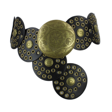 Load image into Gallery viewer, Wide Boho Disc Leather Belt Vintage 7Pc Pack RMB DSC 3003
