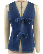 Load image into Gallery viewer, Basic Lace-Up Denim Vest: Blue / M
