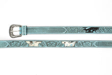 Load image into Gallery viewer, Turquoise Tooled Leather Western Belt Engraved ABB 38-1021