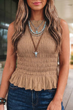 Load image into Gallery viewer, Western Texture Ruffle Hem Tank Top | S-XL: Khaki / L