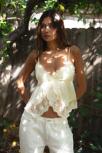 Load image into Gallery viewer, BRIELLE Babydoll Embroidered Mesh Lace Trim V-Neck Cami Top: CREAM / 3 SMALL • 2 MEDIUM • 1 LARGE