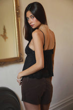 Load image into Gallery viewer, BRIELLE Babydoll Embroidered Mesh Lace Trim V-Neck Cami Top: CREAM / 3 SMALL • 2 MEDIUM • 1 LARGE