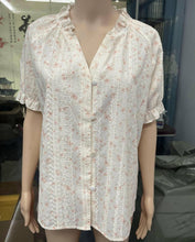 Load image into Gallery viewer, Ruffle floral blouse top: Begie / S