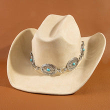 Load image into Gallery viewer, Turquoise Stud Concho Belt Western Cowboy Hat: KA