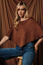 Load image into Gallery viewer, Slouchy Boat Neck Knit Pullover Poncho Top: Black / L