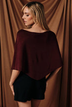 Load image into Gallery viewer, Slouchy Boat Neck Knit Pullover Poncho Top: Black / M