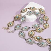 Load image into Gallery viewer, Oval Turquoise Concho Statement Chain Belt: S