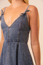 Load image into Gallery viewer, 91953D Sleeveless V-Neck Denim Mini Dress: MEDIUM WASH / S-M-L (2-2-2)