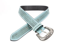 Load image into Gallery viewer, Turquoise Tooled Leather Western Belt Engraved ABB 38-1021