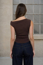 Load image into Gallery viewer, ASYMMETRIC BOAT NECK FITTED KNIT SWEATER TOP: BLACK