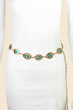 Load image into Gallery viewer, Floral Turquoise Concho Disc Chain Belt: G
