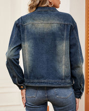 Load image into Gallery viewer, Vintage Gradient Lapel Wash Denim Jacket: DarkBlue / M