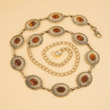 Load image into Gallery viewer, Oval Amber Stud Concho Western Chain Belt: GBR