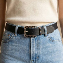 Load image into Gallery viewer, Chain Braid Buckle Leather Belt: GBK