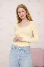 Load image into Gallery viewer, LACE TRIM BUTTON DETAIL LONG SLEEVE KNIT TOP : DARK BROWN