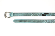 Load image into Gallery viewer, Turquoise Tooled Leather Western Belt Engraved ABB 38-1021