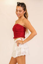 Load image into Gallery viewer, Lace Strapless Crop Top 3: Red / S