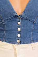 Load image into Gallery viewer, Rodeo Romance Denim Corset Vest 2: Light Denim / S