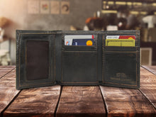 Load image into Gallery viewer, Buck Burnished Leather Trifold Wallet