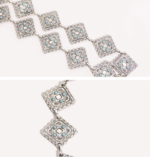 Load image into Gallery viewer, Vintage Turquoise Bohemian Metal Waist Chain: Flowers / M