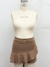 Load image into Gallery viewer, Ruffle Hem Stretch Denim Skort: Brown denim / S