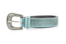 Load image into Gallery viewer, Turquoise Tooled Leather Western Belt Engraved ABB 38-1021
