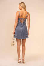 Load image into Gallery viewer, 91953D Sleeveless V-Neck Denim Mini Dress: MEDIUM WASH / S-M-L (2-2-2)