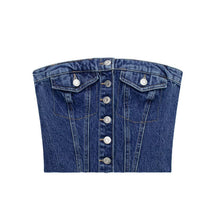 Load image into Gallery viewer, Denim Corset Top: Blue / Missy / M