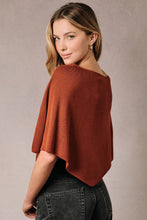 Load image into Gallery viewer, Slouchy Boat Neck Knit Pullover Poncho Top: Black / L