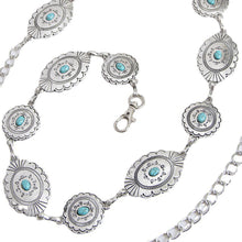Load image into Gallery viewer, Vintage Turquoise Bohemian Metal Waist Chain: Flowers / M