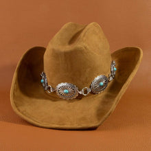 Load image into Gallery viewer, Turquoise Stud Concho Belt Western Cowboy Hat: KA