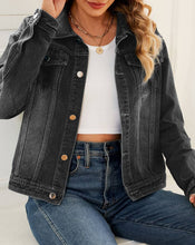 Load image into Gallery viewer, Vintage Gradient Lapel Wash Denim Jacket: DarkBlue / XL