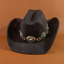 Load image into Gallery viewer, Turquoise Stud Concho Belt Western Cowboy Hat: KA