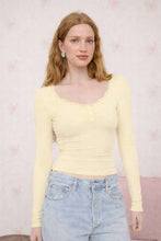 Load image into Gallery viewer, LACE TRIM BUTTON DETAIL LONG SLEEVE KNIT TOP : BLACK