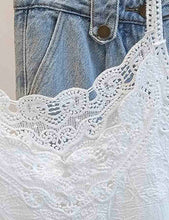 Load image into Gallery viewer, Ladies V-Neck Lace Embroidery String Shoulder Cami Top: White / OS/SML