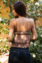 Load image into Gallery viewer, BRIELLE Babydoll Embroidered Mesh Lace Trim V-Neck Cami Top: CREAM / 3 SMALL • 2 MEDIUM • 1 LARGE