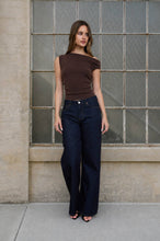Load image into Gallery viewer, ASYMMETRIC BOAT NECK FITTED KNIT SWEATER TOP: BLACK