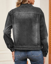 Load image into Gallery viewer, Vintage Gradient Lapel Wash Denim Jacket: DarkBlue / M