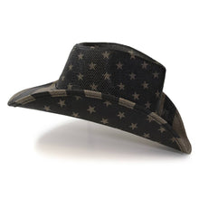 Load image into Gallery viewer, Black &amp; Gray Americana Straw Western Hat: L/XL
