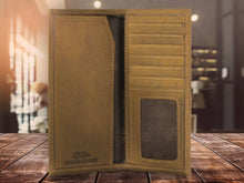 Load image into Gallery viewer, Shotshell Vintage Tan Leather Secretary Wallet