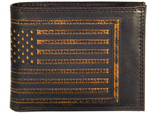 Load image into Gallery viewer, American Flag Burnished Leather Bifold Wallet