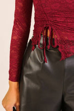 Load image into Gallery viewer, Romance Lace Drawstring Top 3: Burgundy / S