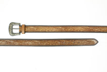 Load image into Gallery viewer, Tan Tooled Leather Floral Belt Unisex Western RMB 14-2502